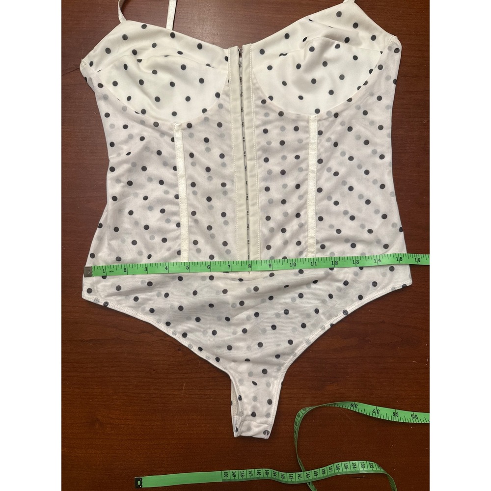 Intimately FP Printed Night Rhythm Corset Bodysuit Large White Dot coquette mesh - Picture 13 of 13